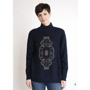 Liz Claiborne Navy 100% Wool  Sweater Size L